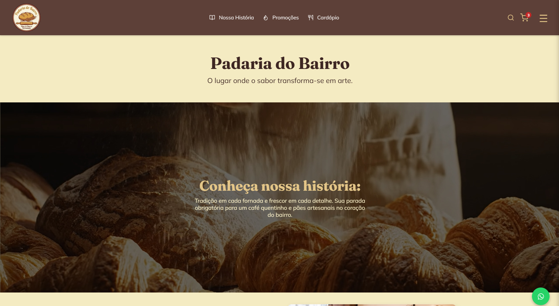 Projeto Padaria do Bairro — interface responsiva